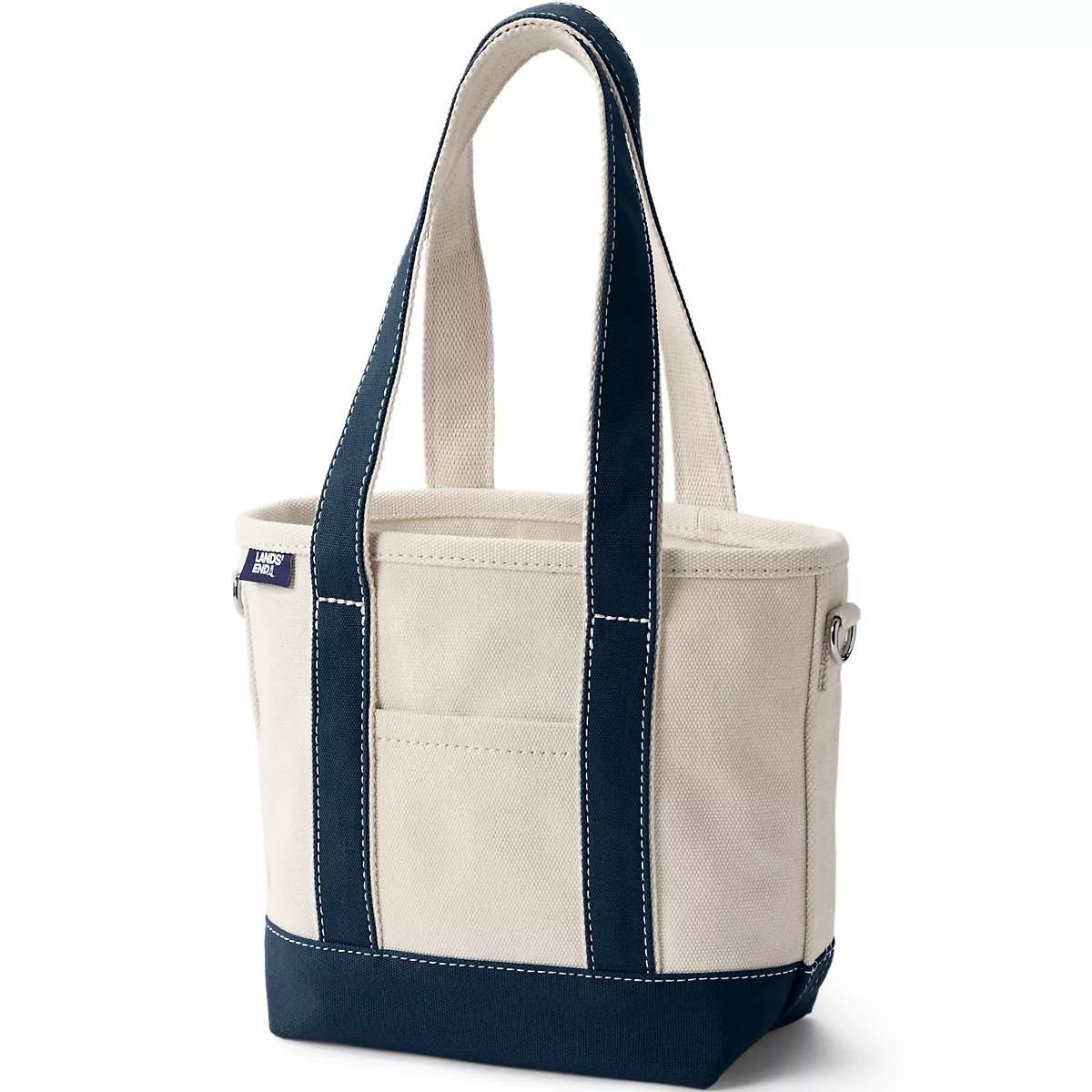 Small 3 Pocket Open Top Long Handle Canvas Tote Bag | Lands' End (US)