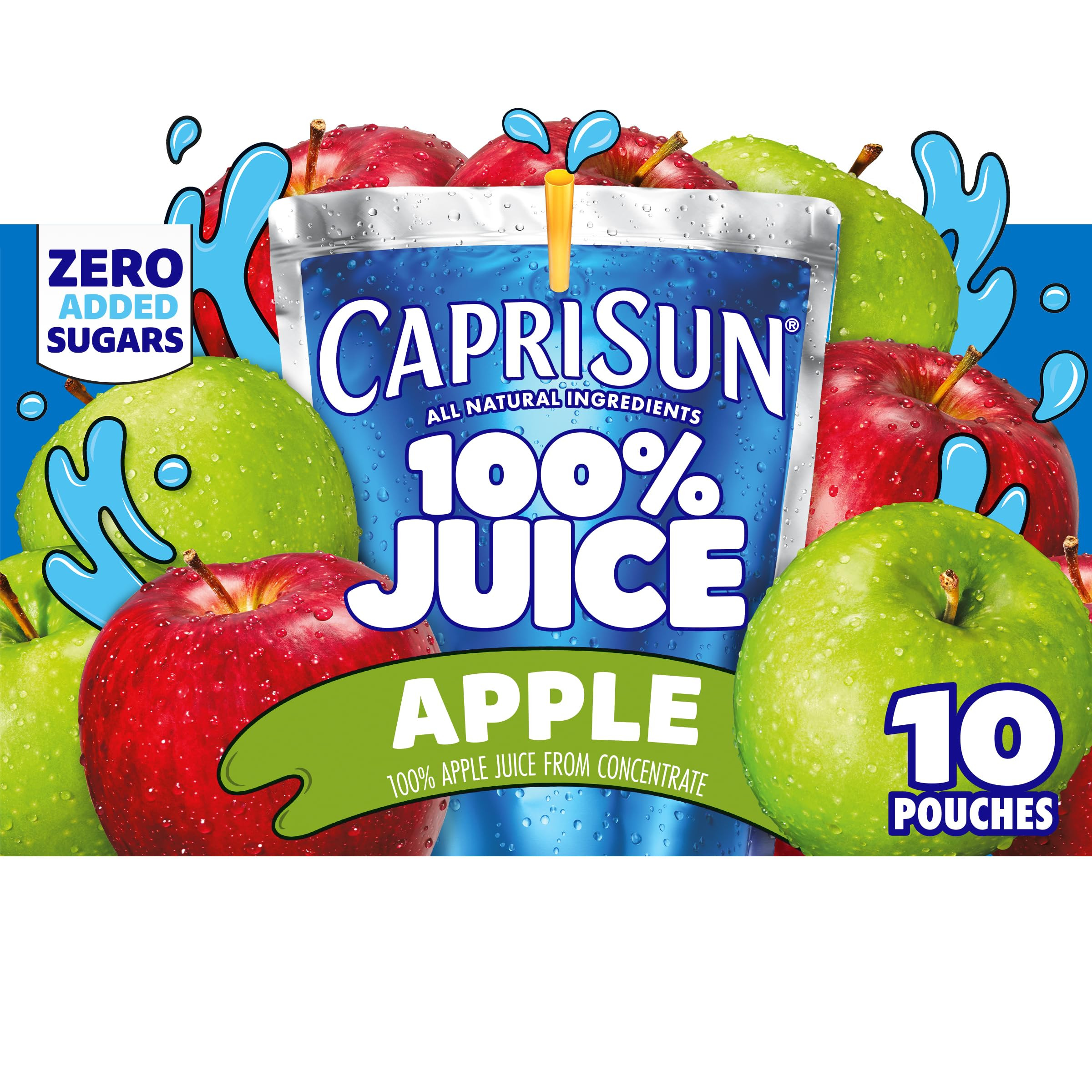 Capri Sun 100% Juice Naturally Flavored 100% Apple Juice 6 Fl Oz (Pack of 10), Packaging May Vary | Amazon (US)