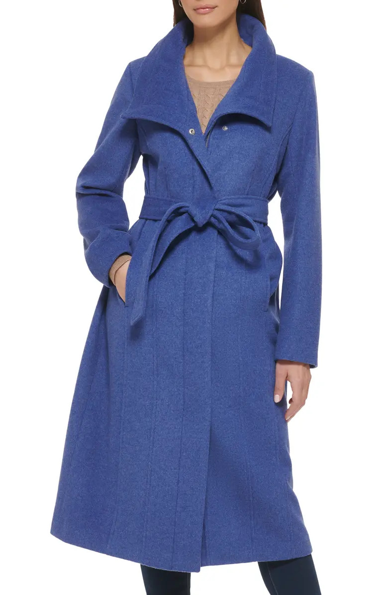 Cole Haan Signature Women's Slick Belted Long Wool Blend Coat | Nordstrom | Nordstrom