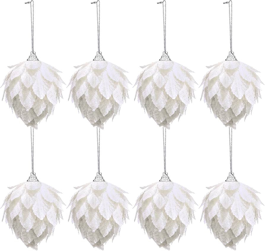 Jetec 8 Pieces Christmas Tree Ornaments Glitter Christmas Tree Hanging Decoration Decorative Arti... | Amazon (US)