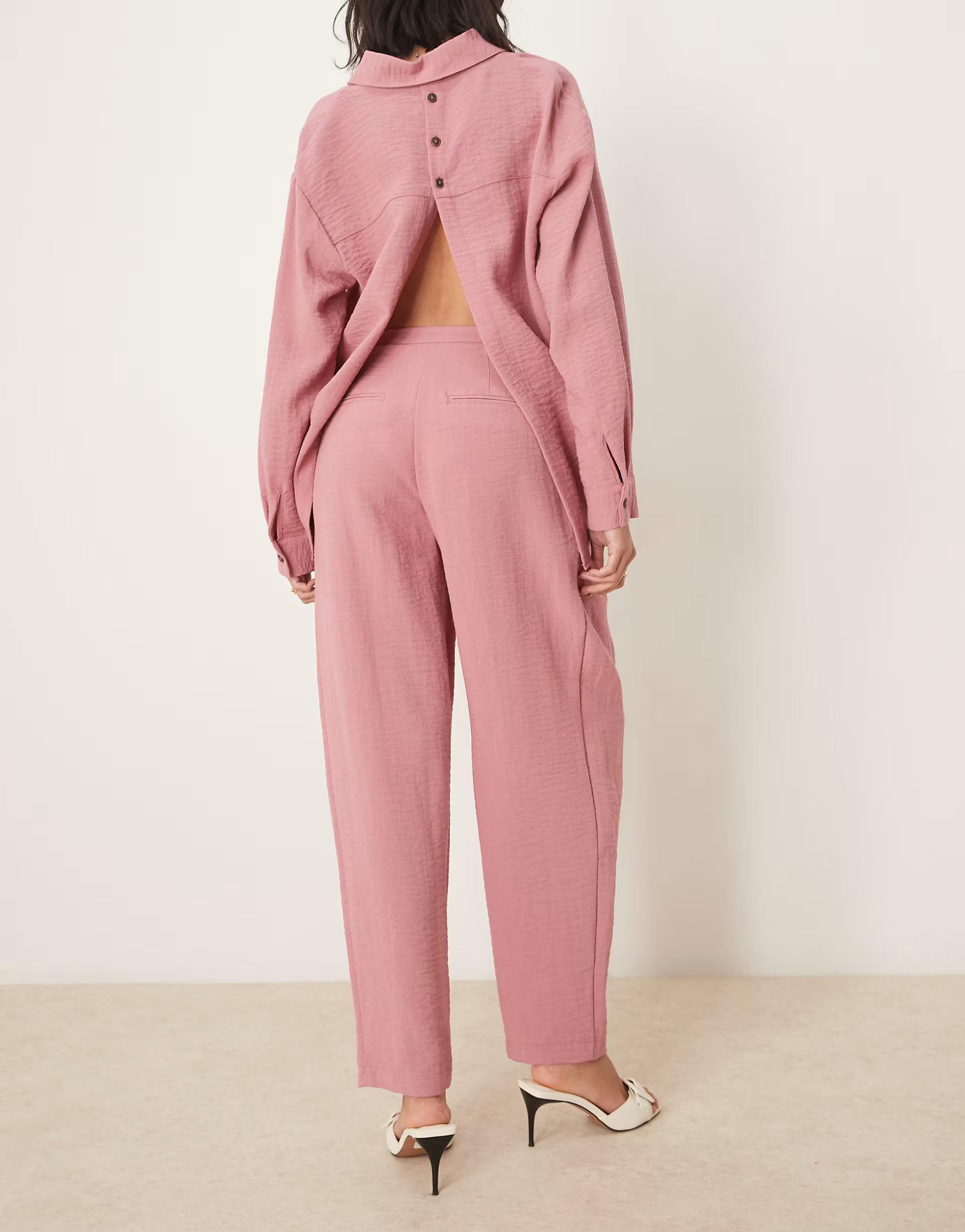 ASOS DESIGN tab detail tapered trouser co-ord in dusty pink | ASOS (Global)