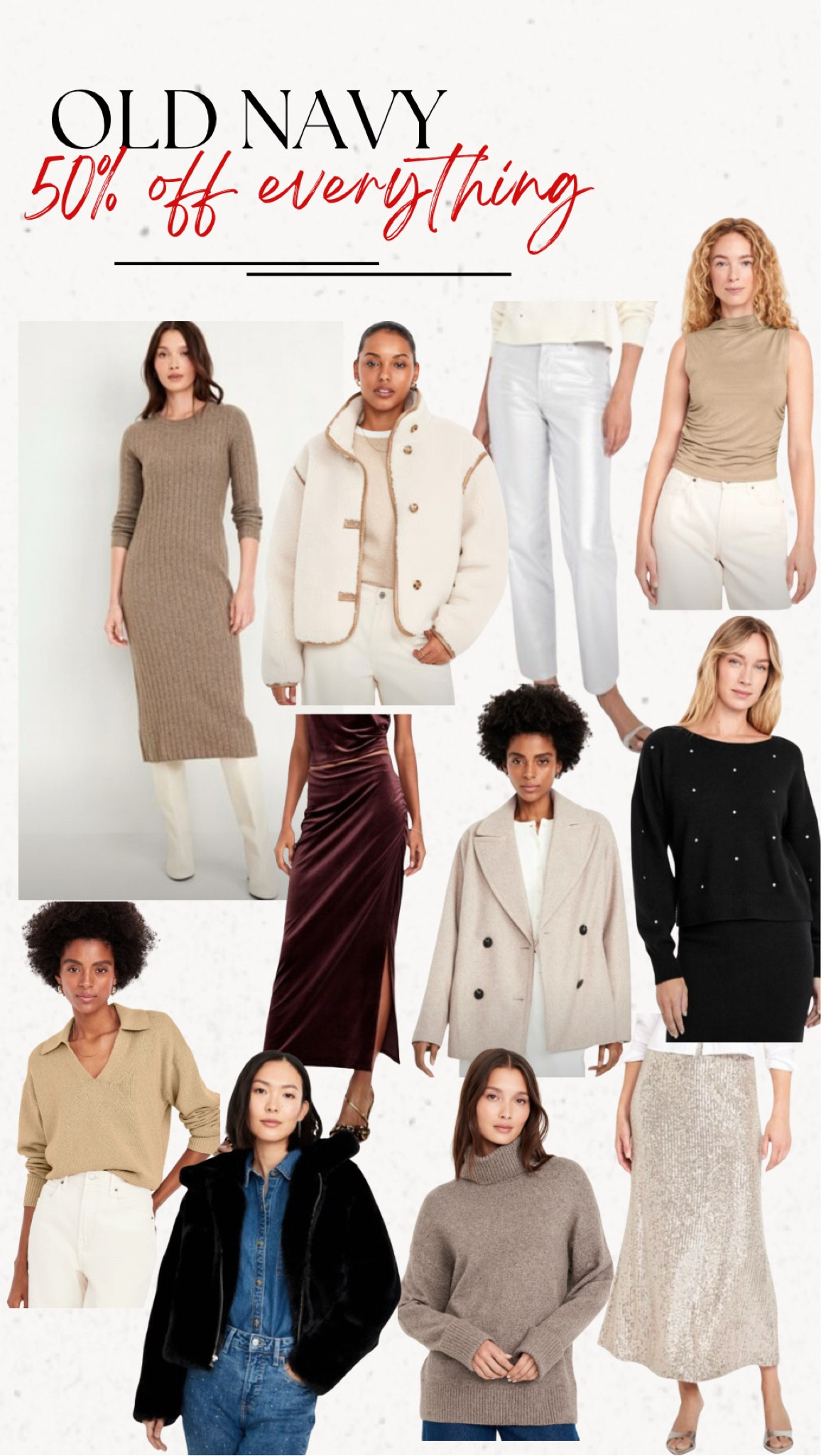 Old navy 50% off everything 

#LTKCyberWeek #LTKStyleTip #LTKHoliday