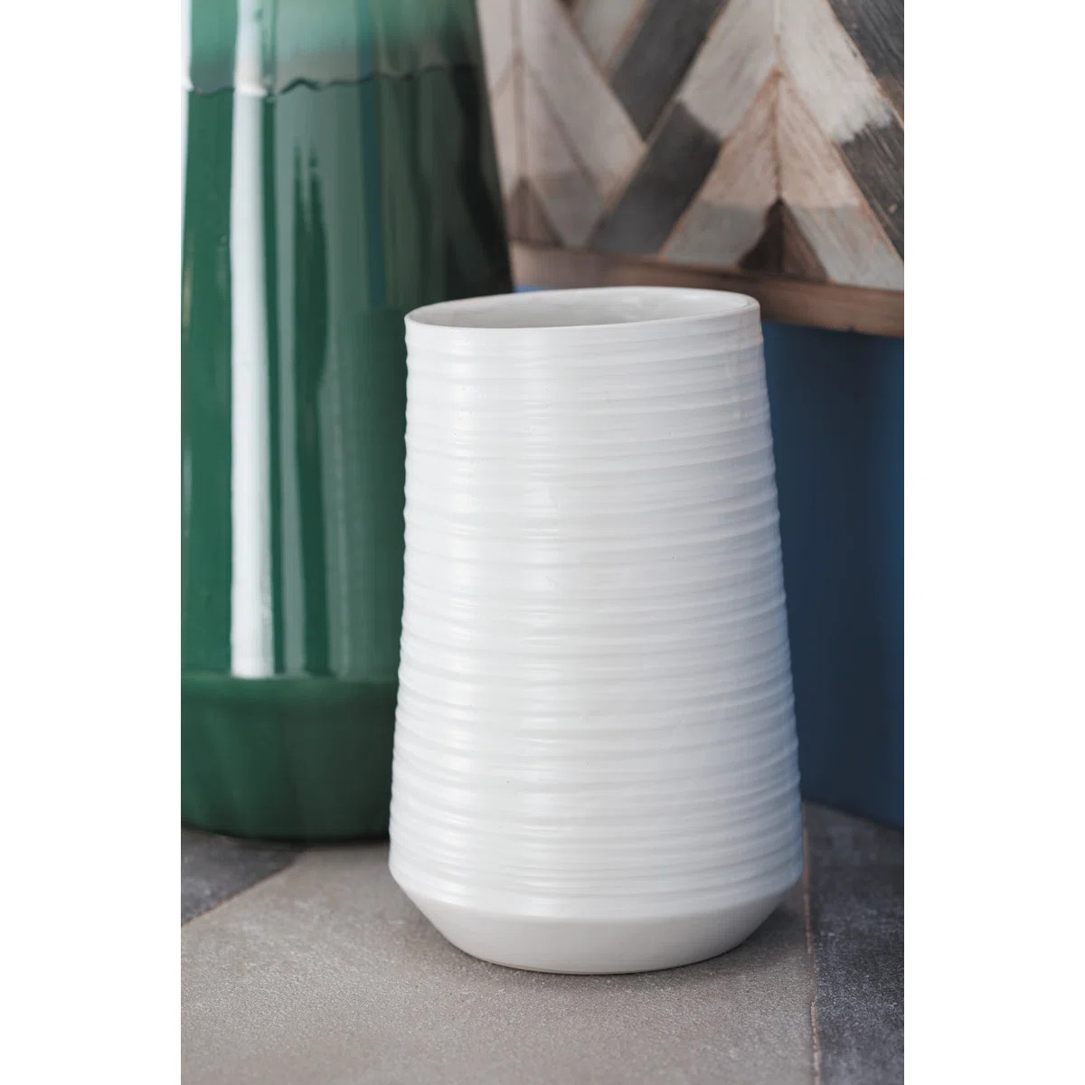 Porcelain Ceramic Ribbed Decorative Vase | Joss & Main