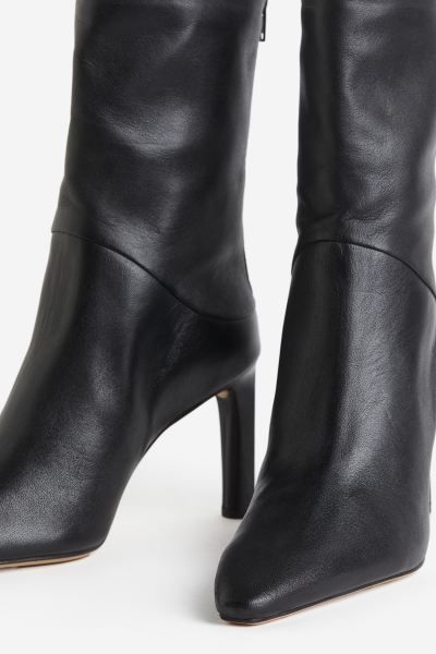 High Heel Leather Boots - Black - Ladies | H&M US | H&M (US + CA)