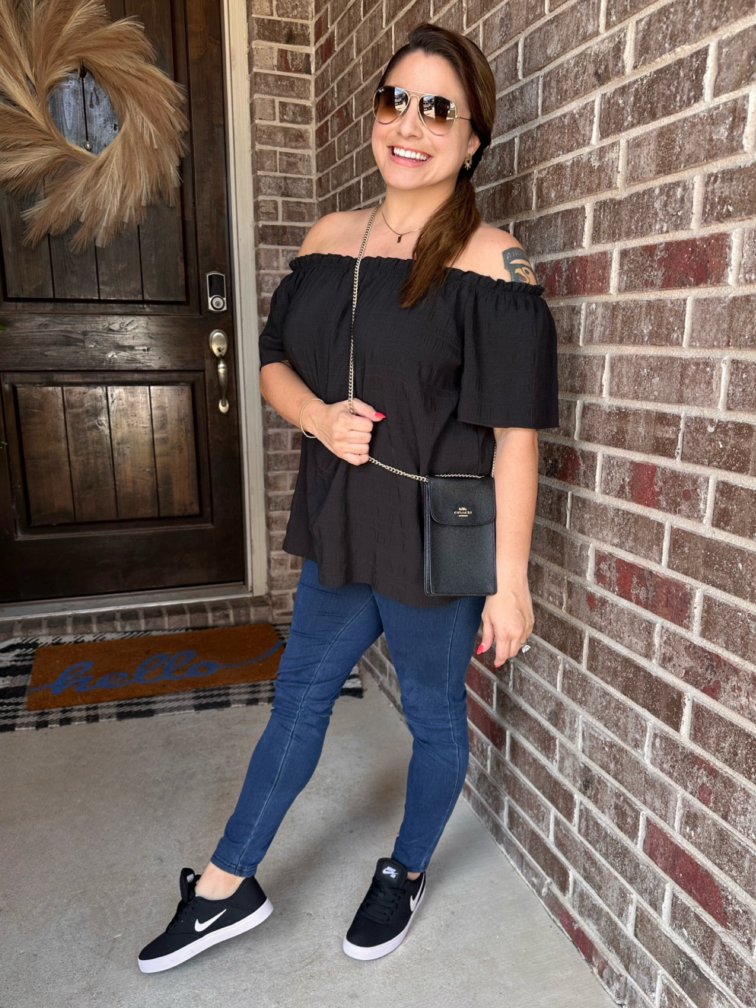 Comfy, stylish fit today for back to school, errands and happy hour. 😋 
Shirt: Size Medium ($4!!)
Jeans: Size Small



My shoes are on major sale as well and my shirt is only $4! 🤍💁🏻‍♀️



#nike #skatermom #backtoschool #baseballmom #onthego #sale #coach #zumiez #shein #findsforless #momlife #workingmom #salealert #shein #pricedrop #styleinspo 

#LTKBacktoSchool #LTKFindsUnder50 #LTKSaleAlert