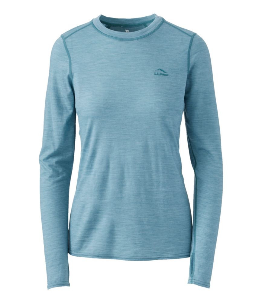 Women's Cresta Ultralight 150 Crew Top, Stripe Ocean Waves/Storm Teal Extra Small, Wool L.L.Bean | L.L. Bean