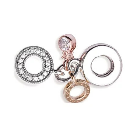 Pandora Mixed Metal Triple Ring & Logo Dangle Charm | Walmart (US)