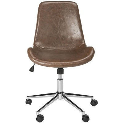 Fletcher Swivel Office Chair - Brown/Chrome - Safavieh | Target