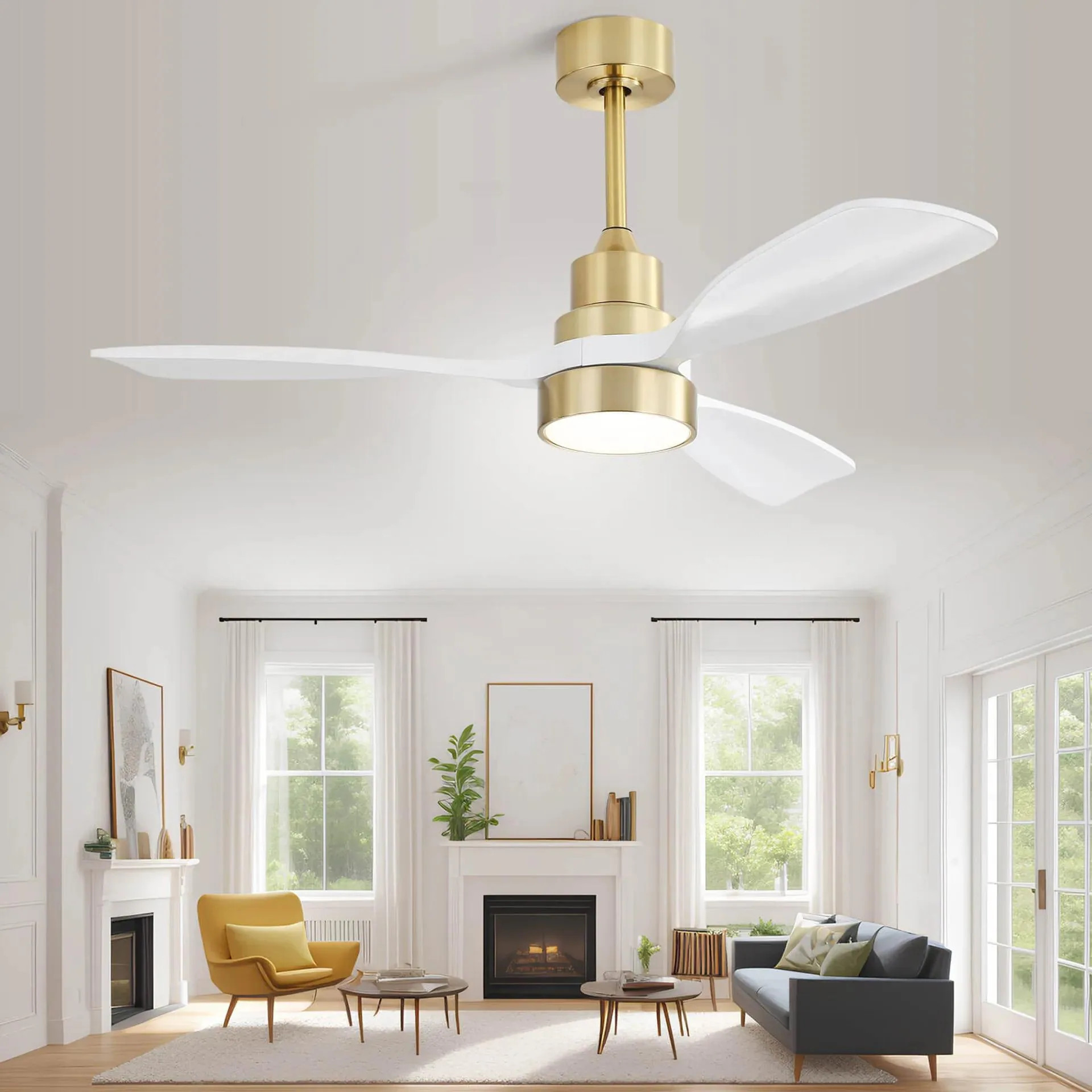 48 Inch Modern Ceiling Fan With Lights 3 Wood Fan Blade Noiseless Reversible Motor Remote Control | Bed Bath & Beyond