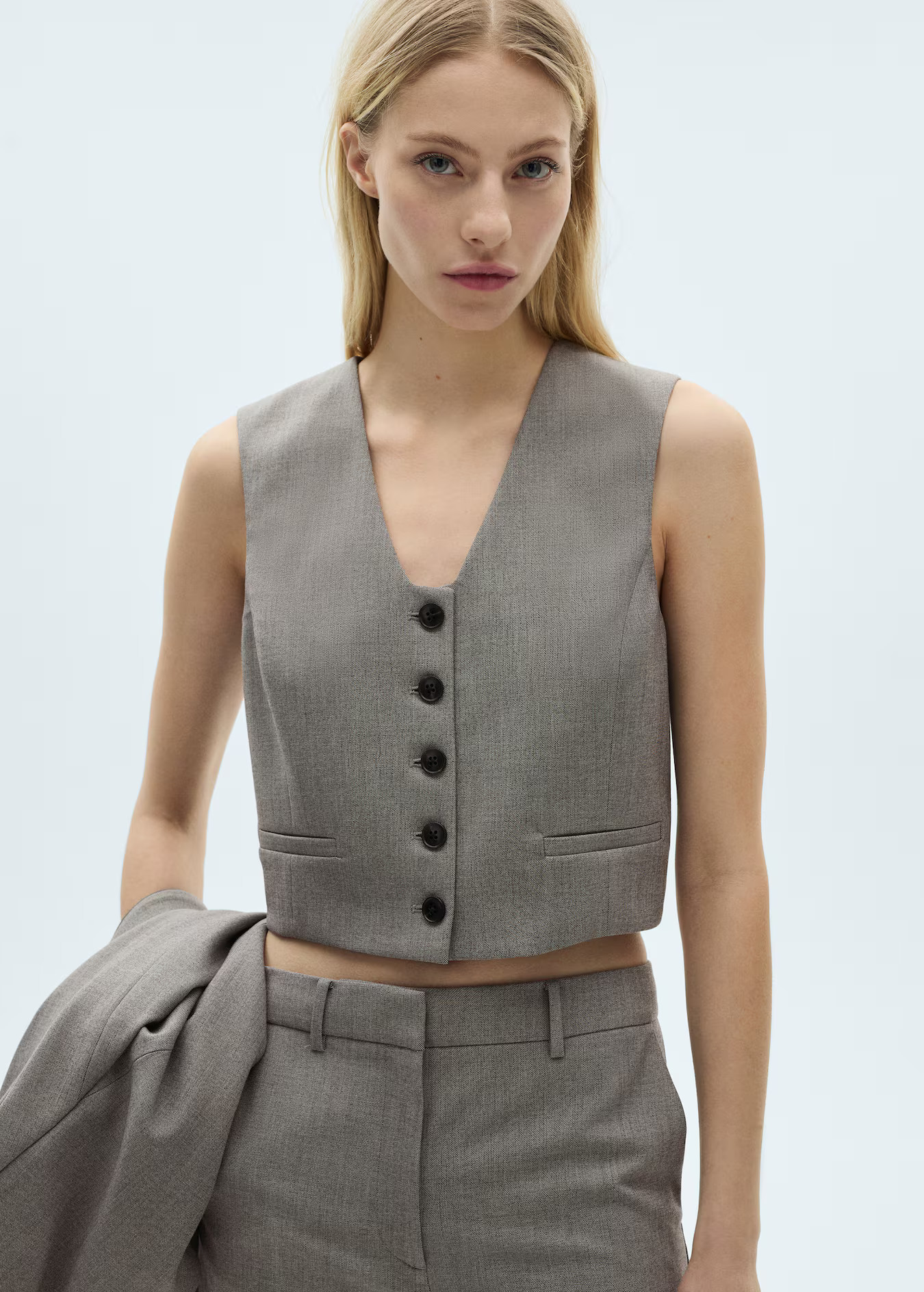 Cropped suit vest - Women | MANGO USA | Mango (US/MX/AU)
