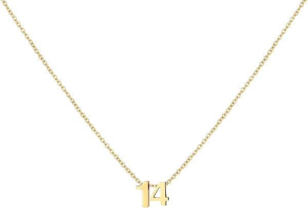 Number Necklace for Women Dainty 18K Gold Plated Pendant Necklace Charm Birth Month Personalized ... | Amazon (US)