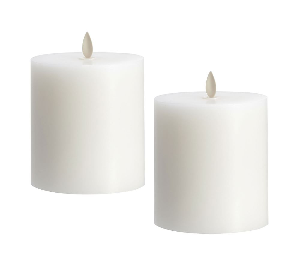 Premium Flickering Flameless Wax Pillar Candle | Pottery Barn (US)