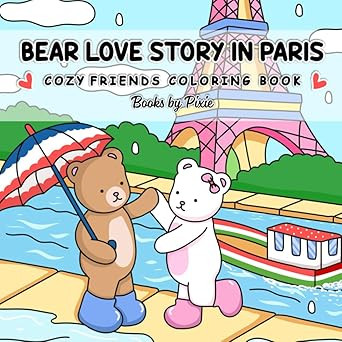 Bear Love Story in Paris: Cozy Friends Coloring Book for Adults and Teens with Easy and Simple De... | Amazon (US)