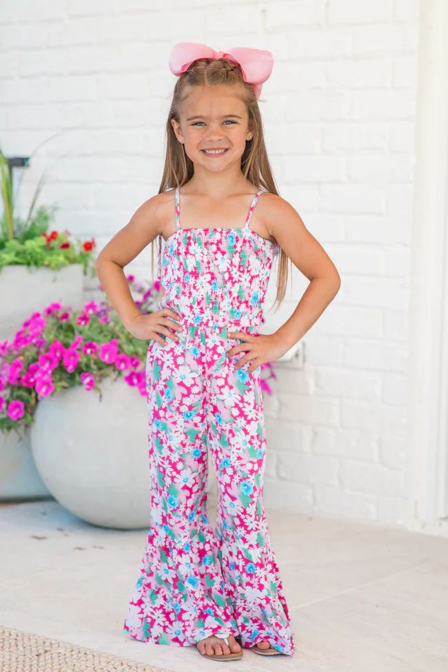 Kid's Aware of This Pink Floral Flare Leg Jumpsuit | Pink Lily