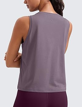 CRZ YOGA Women's Pima Cotton Sleeveless Loose Tank Tops Exercise Gym Yoga Tops Athletic Shirts | Amazon (US)