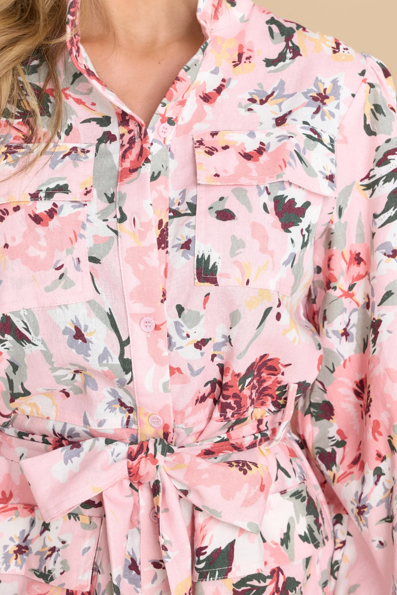 Beginning To Flourish Blush Multi Floral Print Dress | Red Dress 