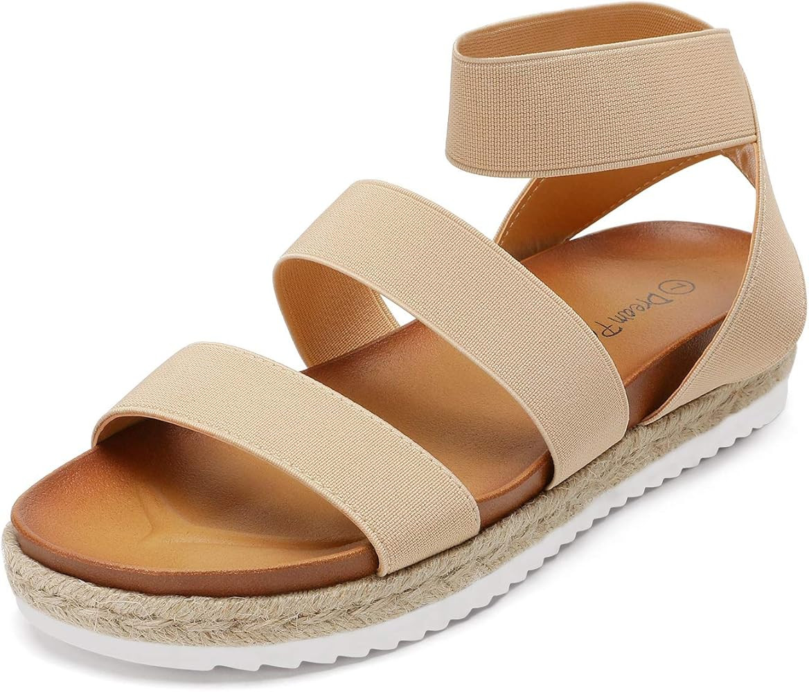 DREAM PAIRS Women’s Open Toe Ankle Strap Espadrille Flatform Platform Wedge Sandals | Amazon (US)