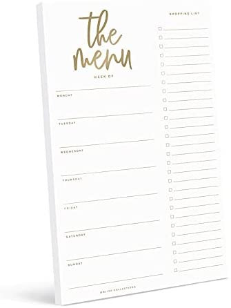 Bliss Collections Weekly Meal Planner, Gold, Magnetic Family Meal Calendar and Notepad for your F... | Amazon (US)