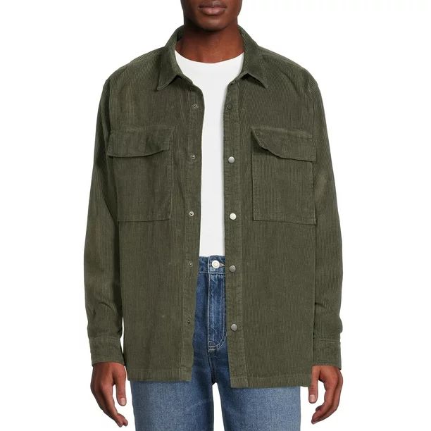 No Boundaries Men's and Big Men's Layering Corduroy Shirt Jacket, Sizes up to 5X - Walmart.com | Walmart (US)