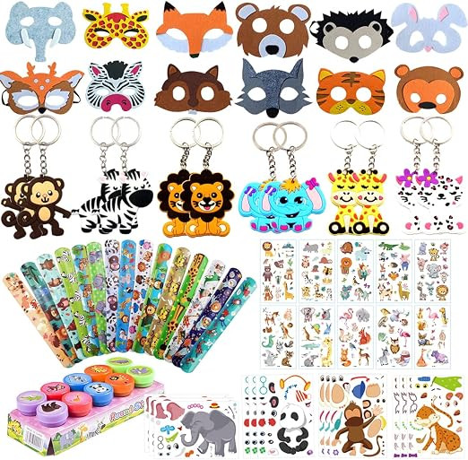 DOSEWART 71Pcs Jungle Party Favors, Safari Theme Birthday Party Supplies with Felt Jungle Animal ... | Amazon (US)
