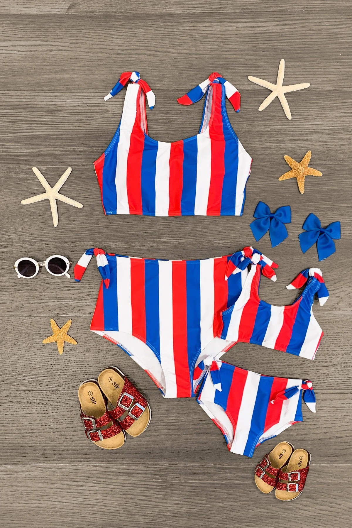 Mom & Me - Red White & Blue Striped Bikini | Sparkle In Pink