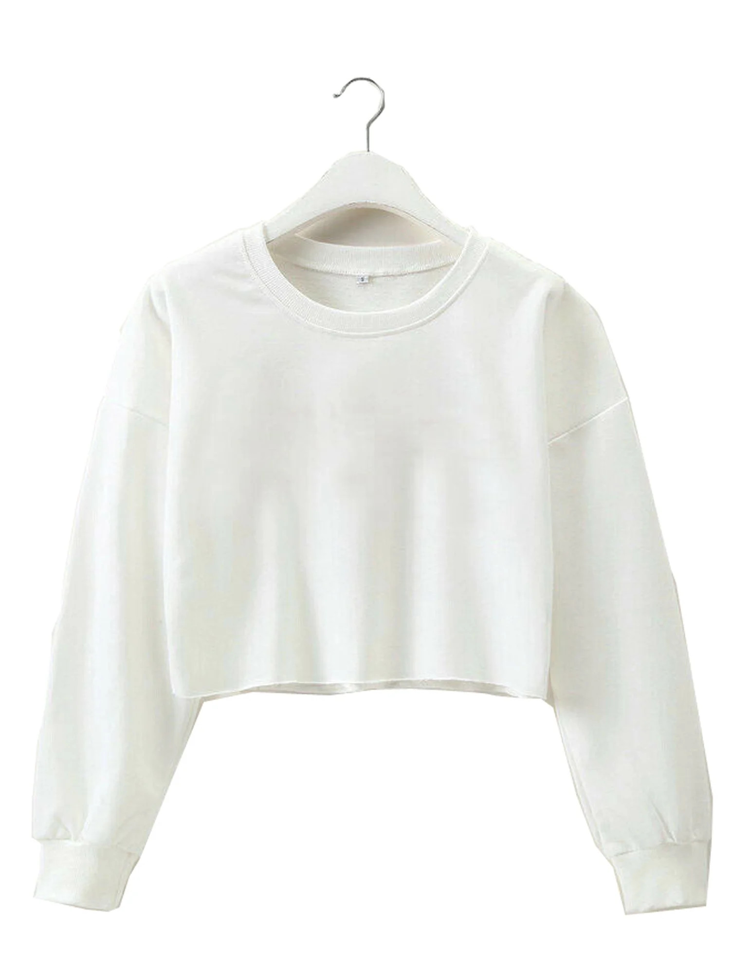 Women Long Sleeve Loose T-Shirt Baggy Sweatshirt Solid Casual Blouse Crop Tops | Walmart (US)