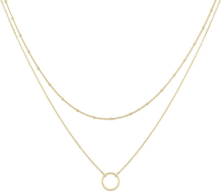 MEVECCO Layered Heart Necklace Pendant Handmade 18k Gold Plated Dainty Gold Choker Arrow Bar Laye... | Amazon (US)