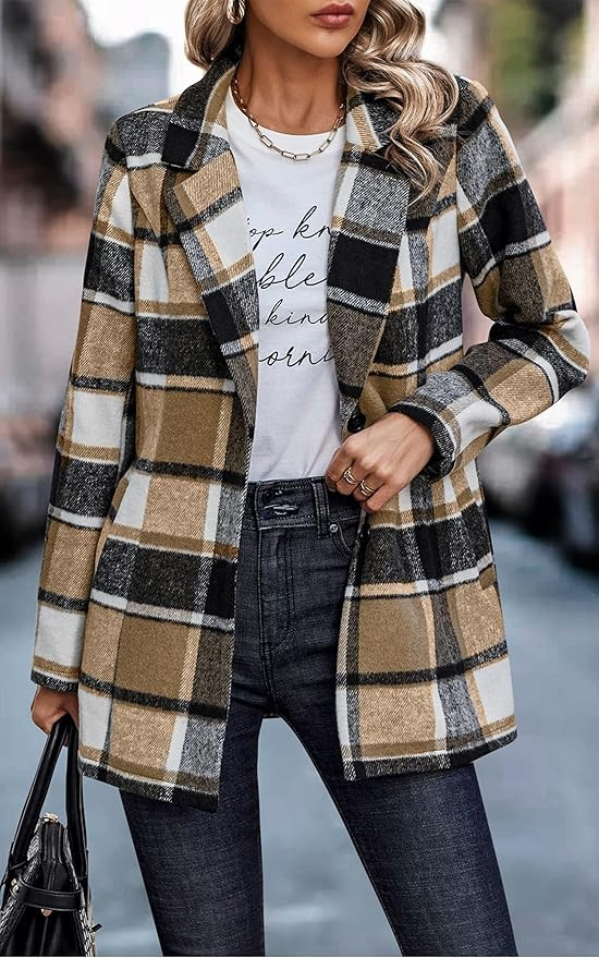 CCTOO Women's Coat Casual Open Front Blazer Long Sleeve Stand Collar Solid Trench Business Work O... | Amazon (US)