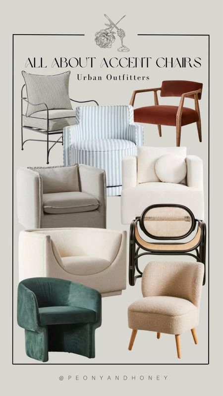 Check out all of these stylish and trendy accent chairs for your living room, office, or bedroom!  #accentchair #homedecor #livingroom #chair #armchair #urbanoutfitters #uohome

#LTKFind #LTKstyletip #LTKhome