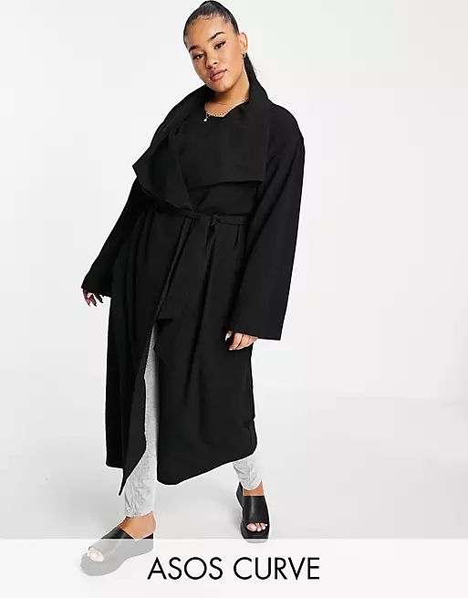 ASOS DESIGN Curve waterfall duster in black | ASOS (Global)