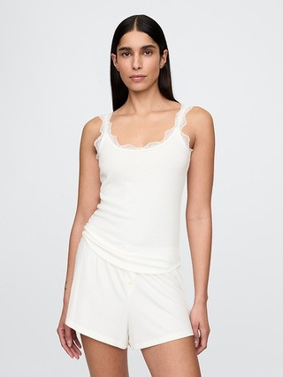 Mini Rib Lace PJ Tank Top | Gap (CA)