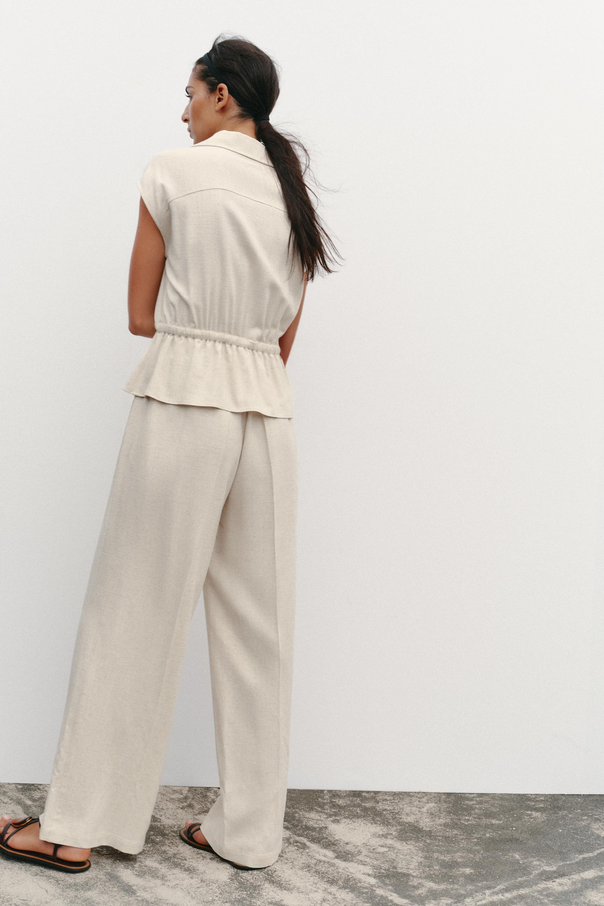 LINEN BLEND TWO-PIECE EFFECT JUMPSUIT | Zara UK