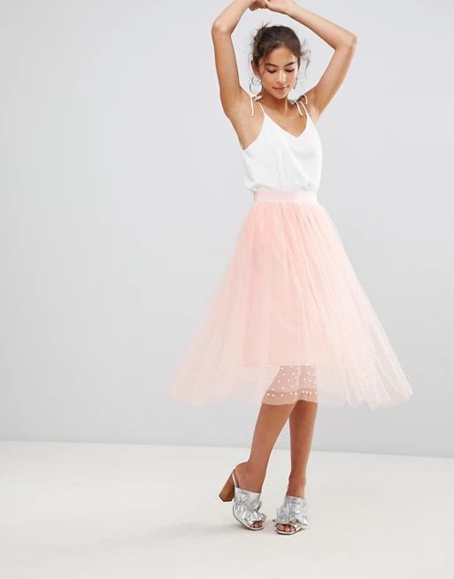 New Look Tulle Bead Midi Skirt | ASOS US
