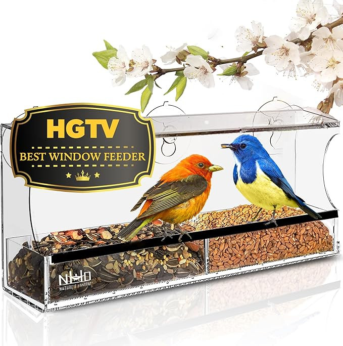 Window Bird Feeder with Strong Suction Cups, Clear Window Bird Feeders for Outside - Transparent ... | Amazon (US)