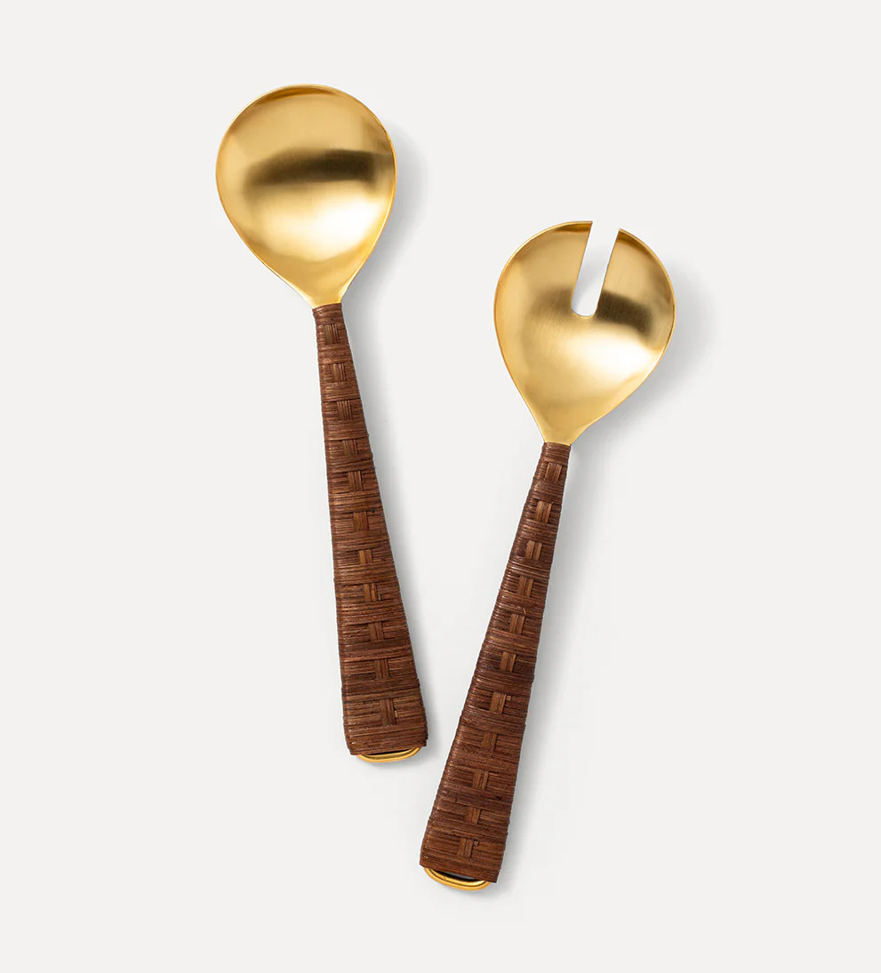 Indio Rattan and Gold Serving Set | Le Maé by Lindye