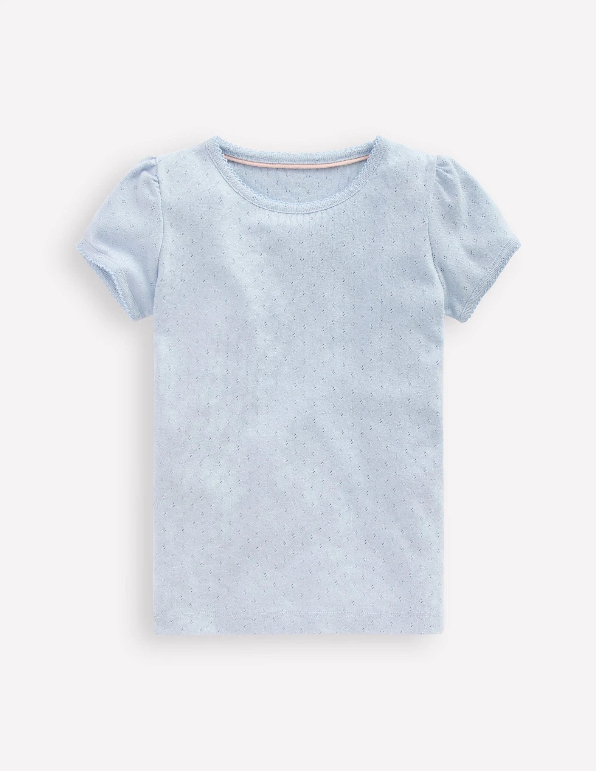 Short Sleeve Pointelle Top-Blue | Boden (US)