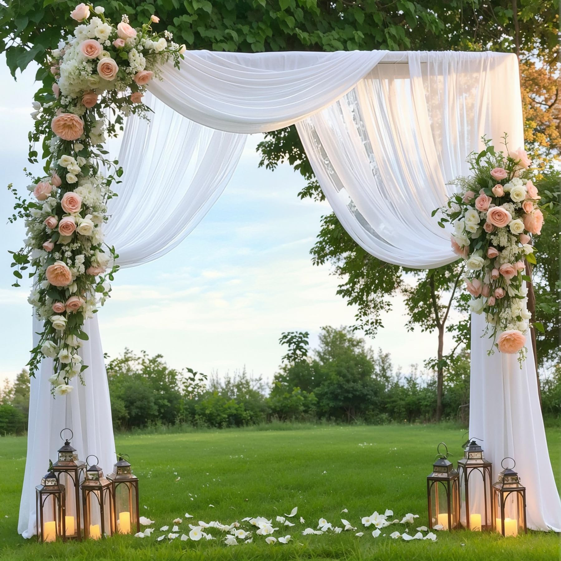 Wedding Arch Draping Fabric, 1 Panel 28" x 19Ft White Drapes Sheer Backdrop Curtain for Wedding C... | Amazon (US)