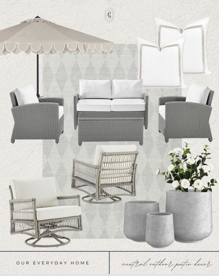 Patio refresh, outdoor furniture, planters, faux topiaries, home decor, our everyday home, Area rug, home, console, wall art, swivel chair, side table, sconces, coffee table, coffee table decor, bedroom, dining room, kitchen, light fixture, amazon, Walmart, neutral decor, budget friendly, affordable home decor, home office, tv stand, sectional sofa, dining table, dining room

#LTKSeasonal #LTKsalealert #LTKfindsunder50