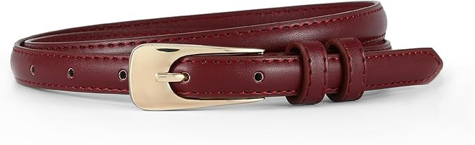 HOTWILL Women Skinny Belts for Jeans Dress Thin Waist Faux Leather Belt with Gold Buckle 0.55" Wi... | Amazon (US)