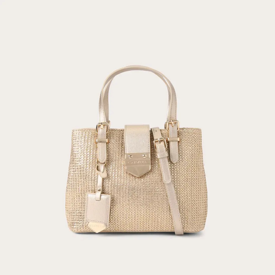 MARIA MINI TOTE Metallic Gold Woven Tote Bag by CARVELA | Carvela US