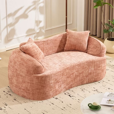 Pink Curved 2-Seat Comfy Sofa w/ Arms & 2 Pillows – Small-Space Perfect | Target