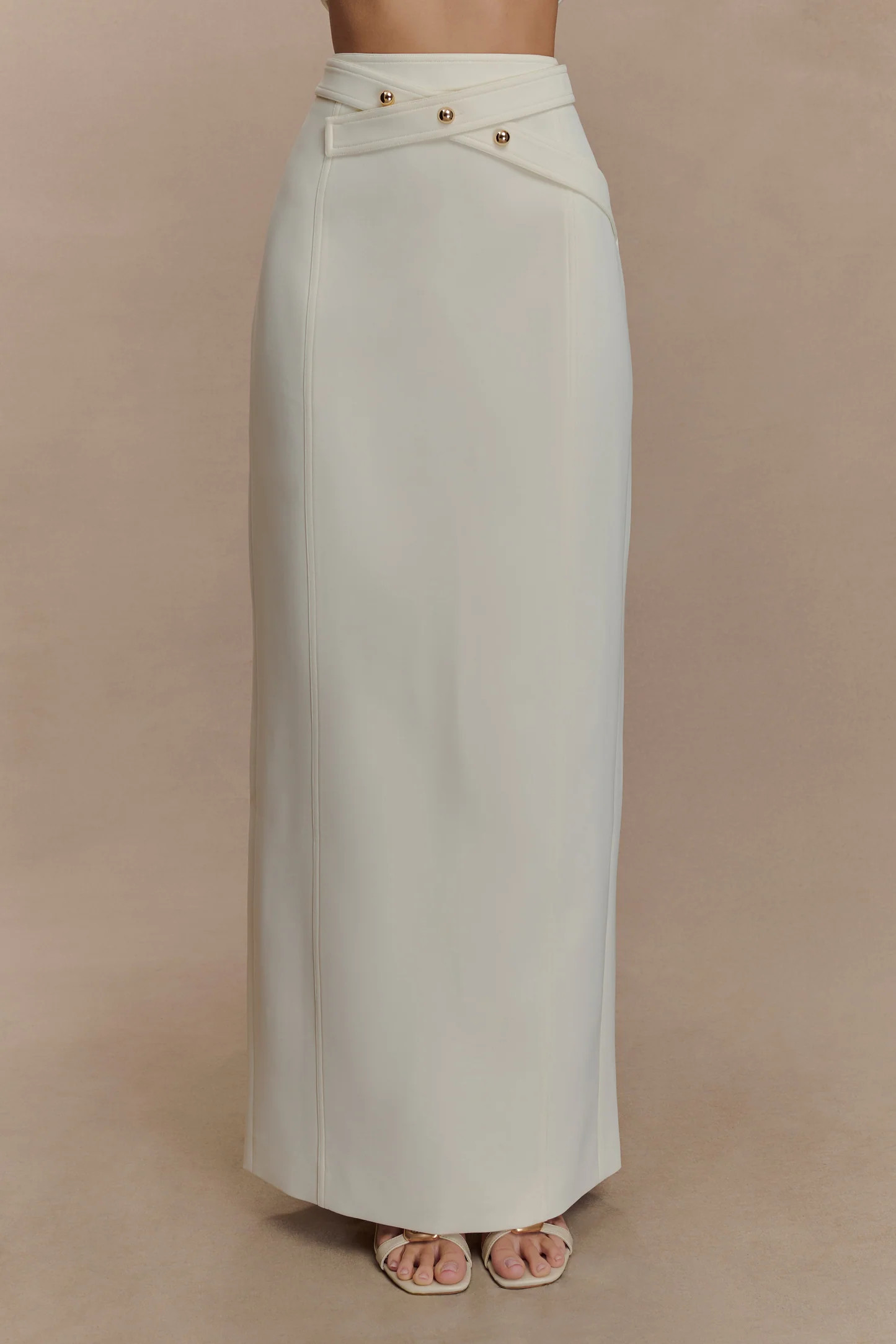Suiting Maxi Skirt - Ivory | MESHKI US
