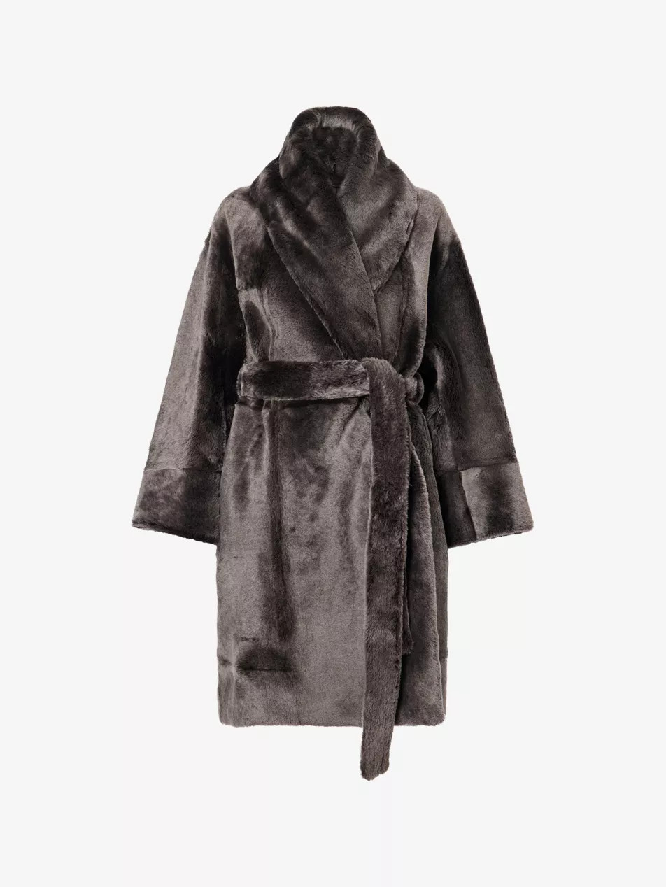 Juno Belted Shearling Robe Coat | Selfridges