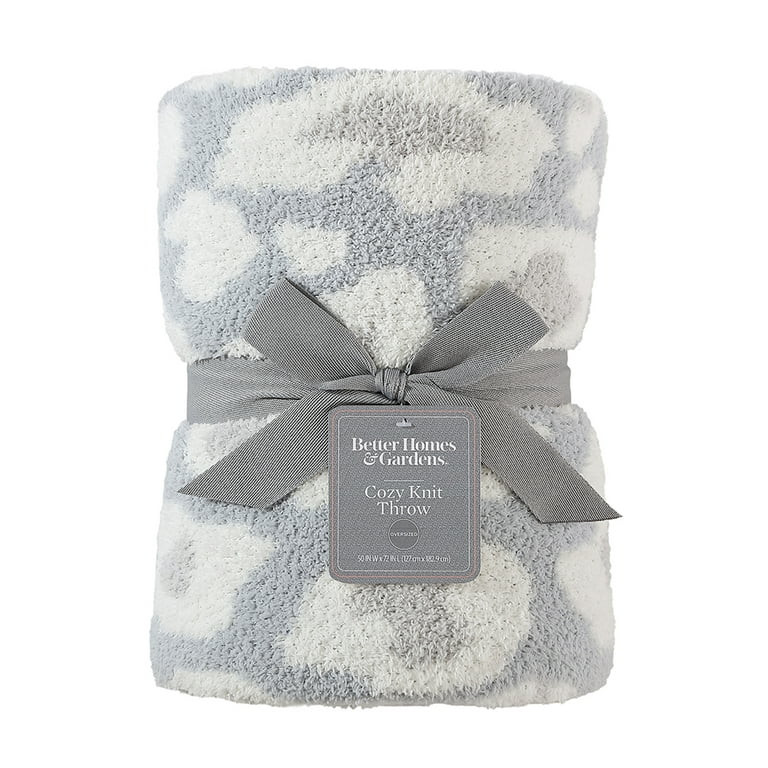 Better Homes & Gardens Gray Leopard Cozy Knit Throw Blanket, Oversized Throw | Walmart (US)