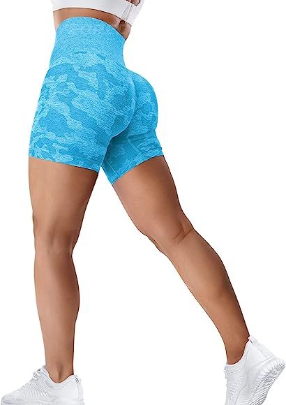 YEOREO Women Seamless Camo Shorts High Waisted Gym Yoga Workout | Amazon (US)