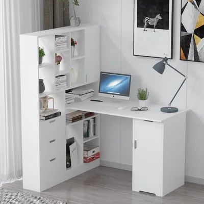 Coryne L-Shape Desk Latitude Run® Color: Warm White | Wayfair North America