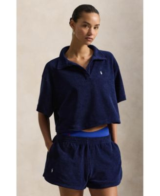Polo Ralph Lauren Women's Navy Blue Cotton Terry Swimsuit Cover Up Shirt and Short Set - Macy's | Macy's