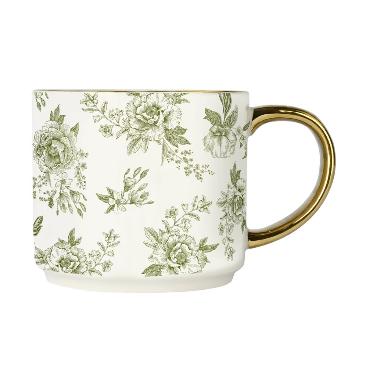 Sweet Water Decor Green Delft Gold Handle Coffee Mug -17oz | Target