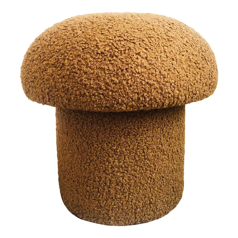 Chestnut Brown Boucle Mushroom Ottoman | Chairish