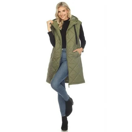 8931-06-S Womens Diamond Quilted Hooded Puffer Vest Olive - Small | Walmart (US)